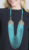 Long Multistrand Bismillah Turkish Artisan Necklace - Turquoise Blue