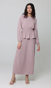 Lulu Modest Essential Peplum Blouse - Dusty Rose