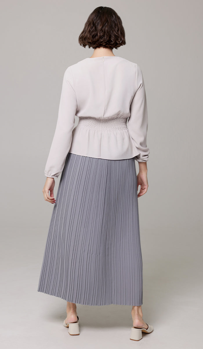 Lulu Modest Essential Peplum Blouse - Latte