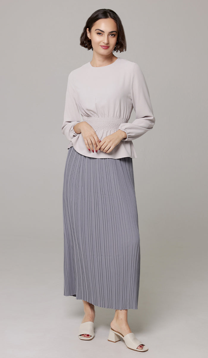 Lulu Modest Essential Peplum Blouse - Latte