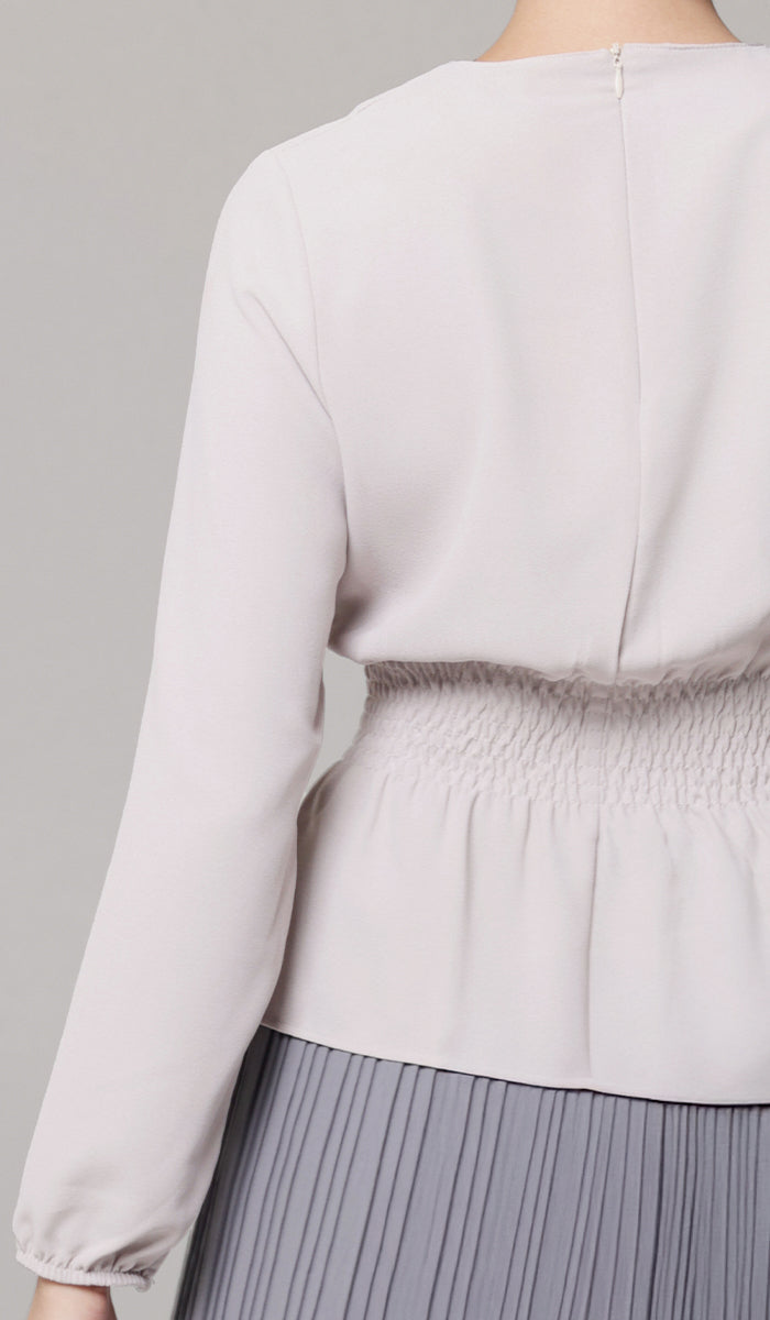 Lulu Modest Essential Peplum Blouse - Latte