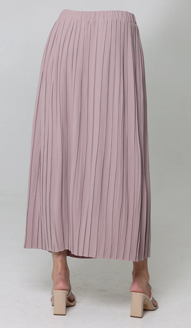 Lulu Pleated Long Maxi Skirt - Dusty Rose