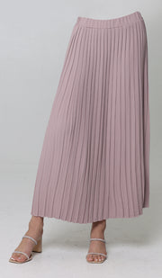 Lulu Pleated Long Maxi Skirt - Dusty Rose