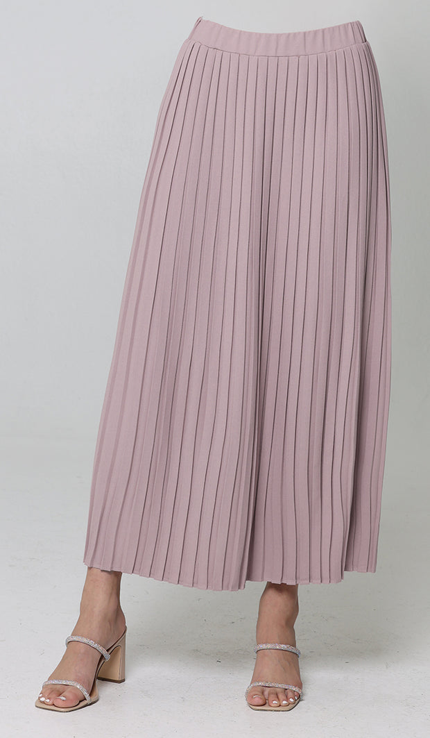Lulu Pleated Long Maxi Skirt - Dusty Rose