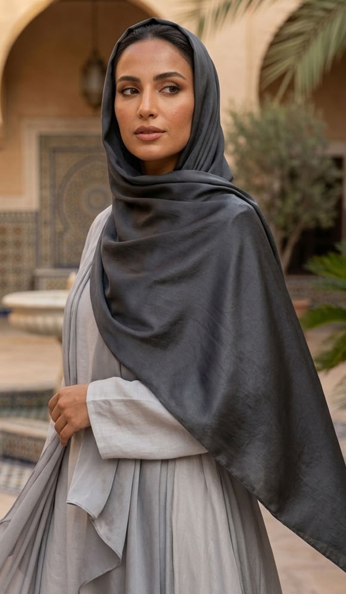 Lumiere Satin Crinkle Wrap Hijab - Black