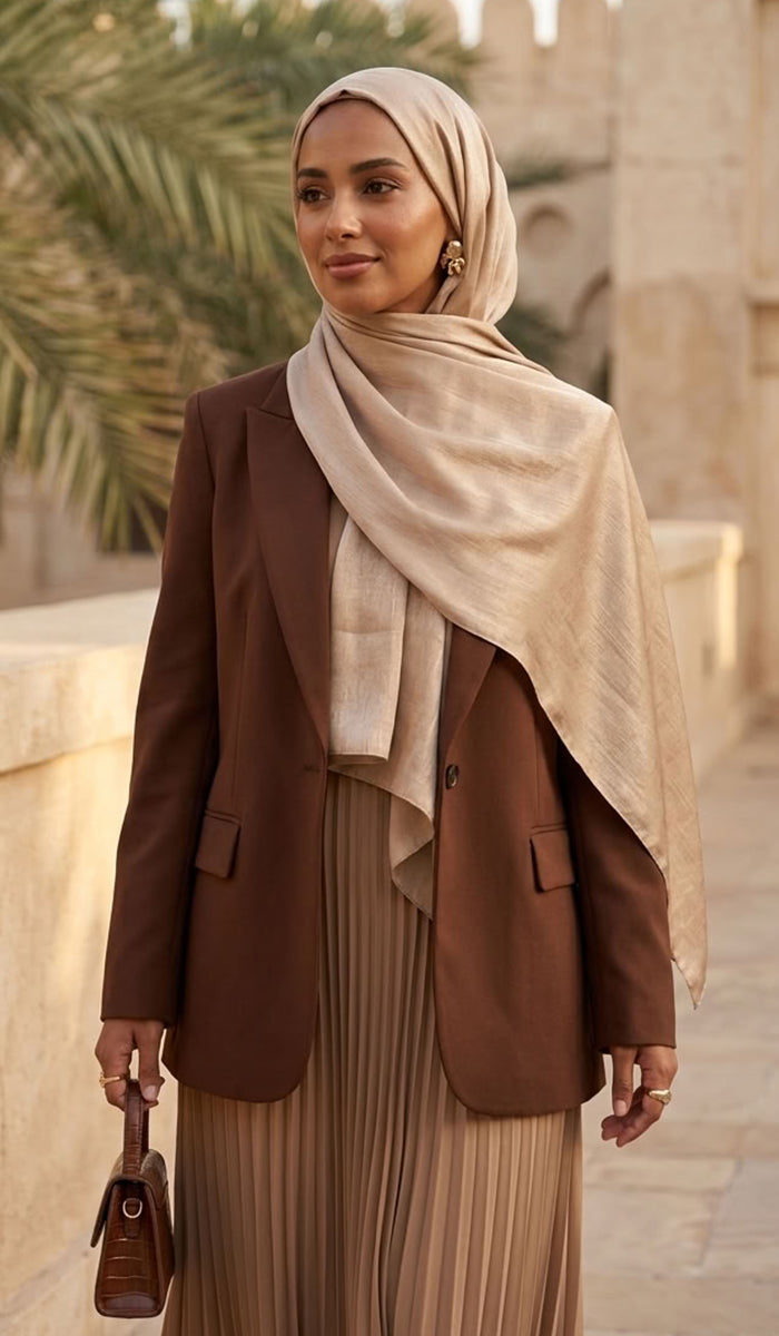 Lumiere Satin Crinkle Wrap Hijab - Mocha