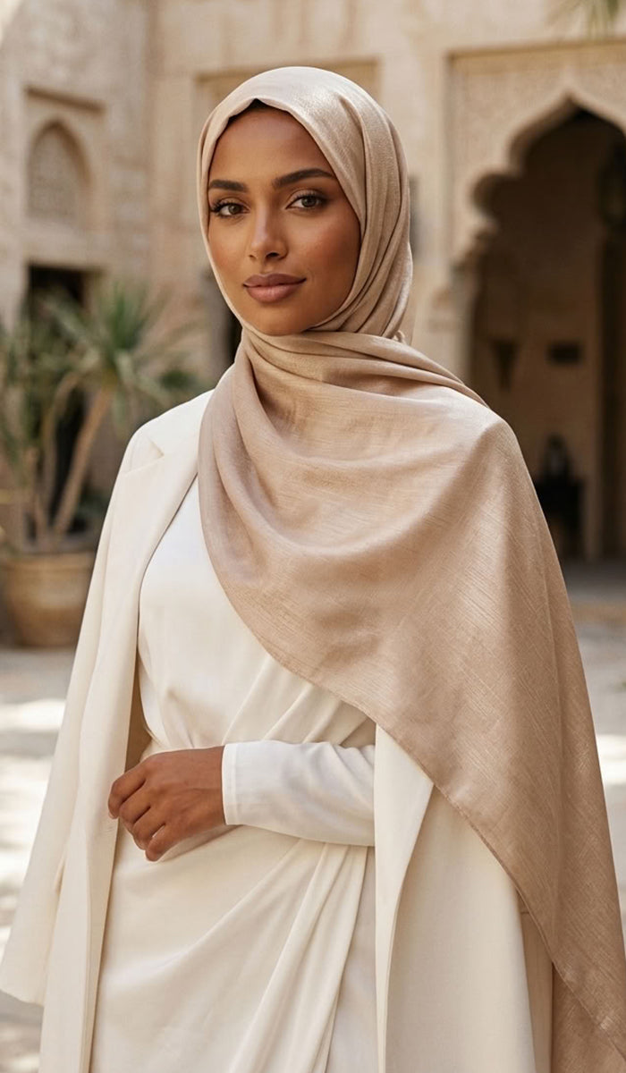 Lumiere Satin Crinkle Wrap Hijab - Mocha