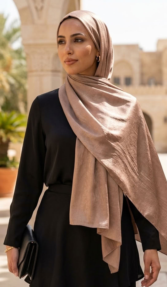 Lumiere Satin Crinkle Wrap Hijab - Toffee