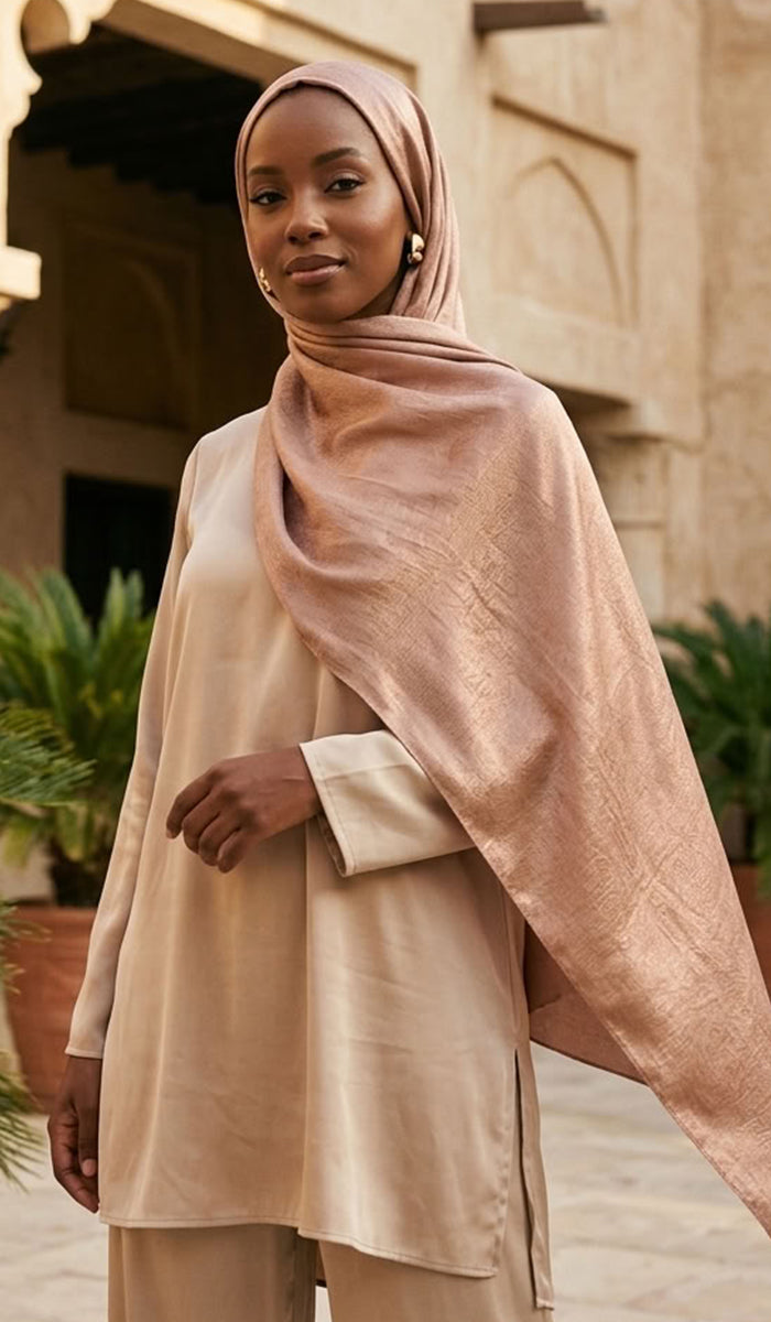 Lumiere Satin Crinkle Wrap Hijab - Toffee