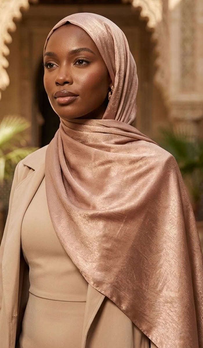 Lumiere Satin Crinkle Wrap Hijab - Toffee