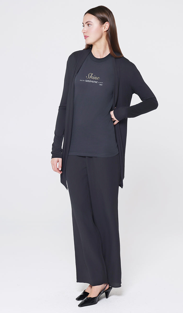 Luna Essential Light Long Open-Front Cardigan - Black