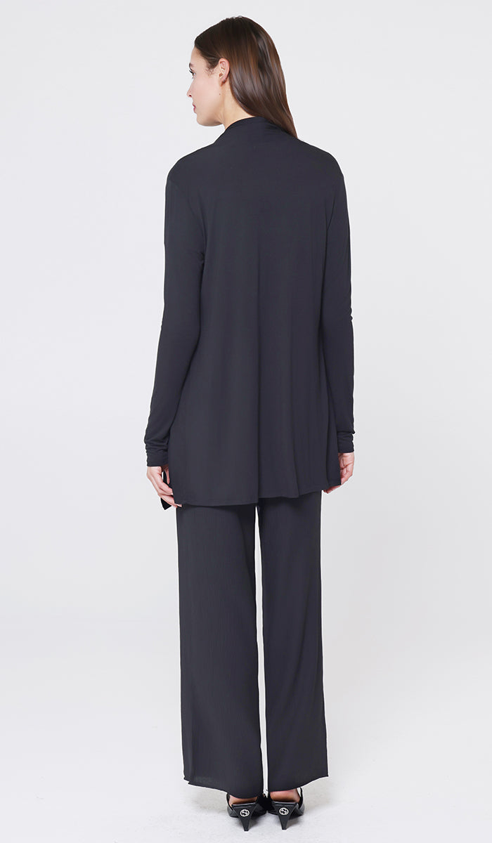Luna Essential Light Long Open-Front Cardigan - Black