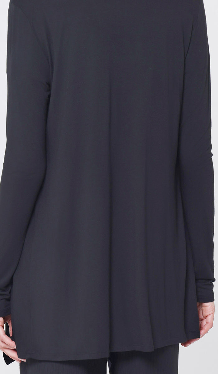 Luna Essential Light Long Open-Front Cardigan - Black