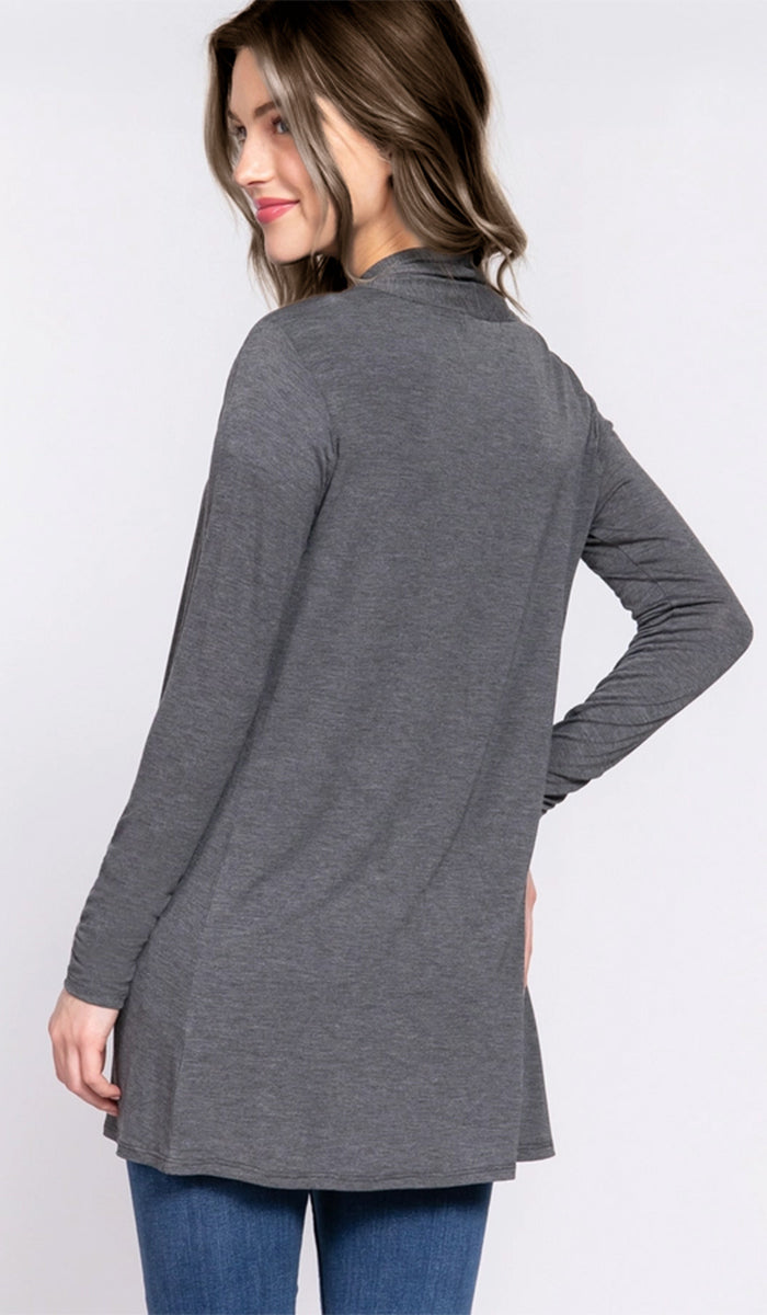Mehro Cardigan long léger ouvert sur le devant - Crème