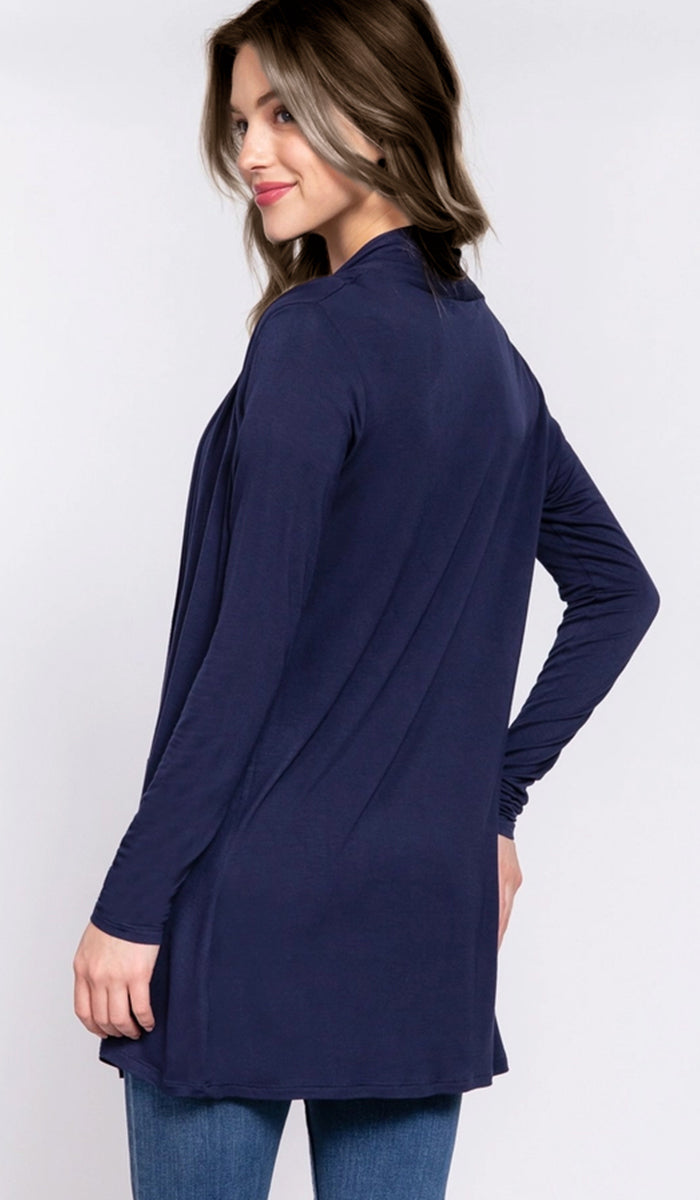 Mehro Cardigan long léger ouvert sur le devant - Crème