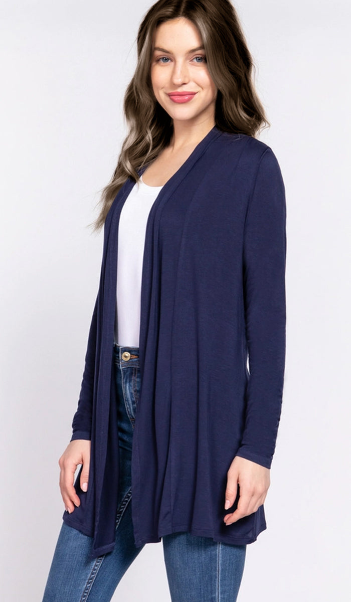 Mehro Cardigan long léger ouvert sur le devant - Crème
