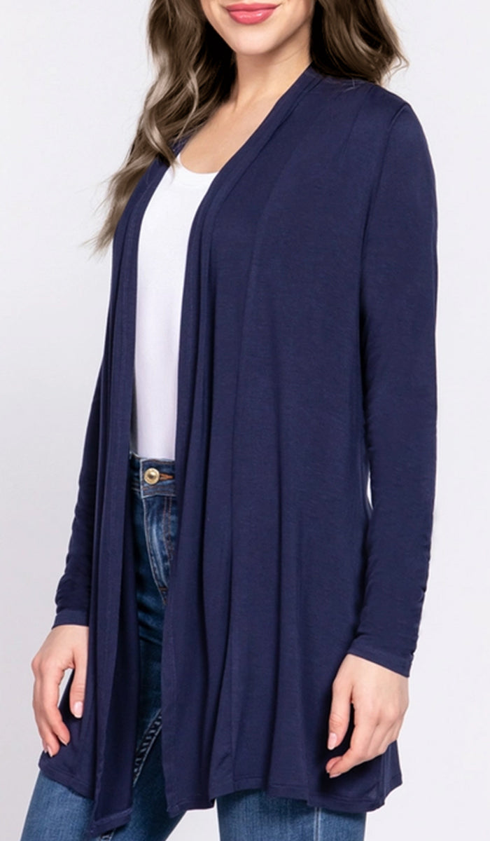 Mehro Cardigan long léger ouvert sur le devant - Crème