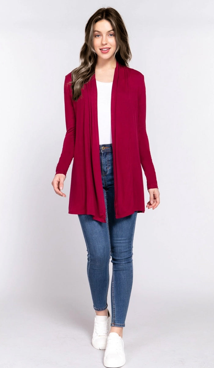 Mehro Cardigan long léger ouvert sur le devant - Crème