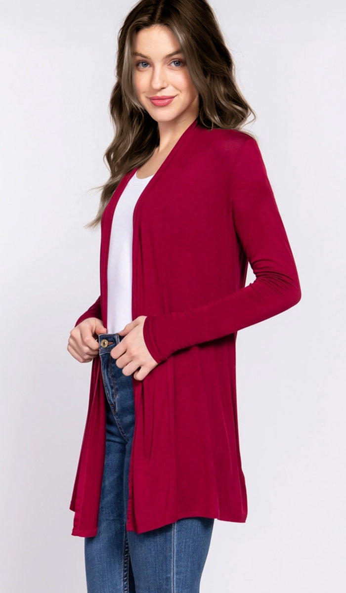 Mehro Cardigan long léger ouvert sur le devant - Crème