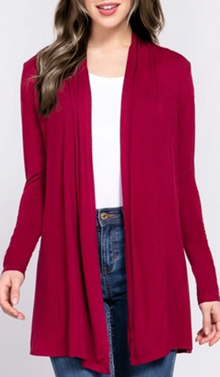 Mehro Cardigan long léger ouvert sur le devant - Crème