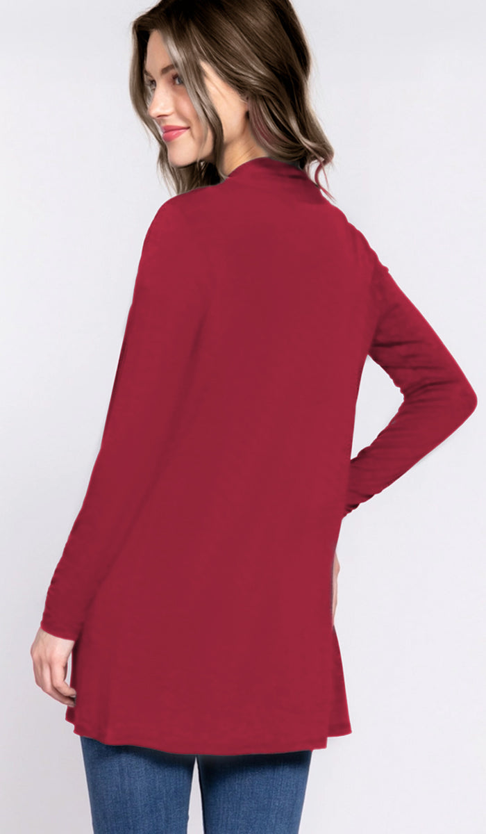 Mehro Cardigan long léger ouvert sur le devant - Crème