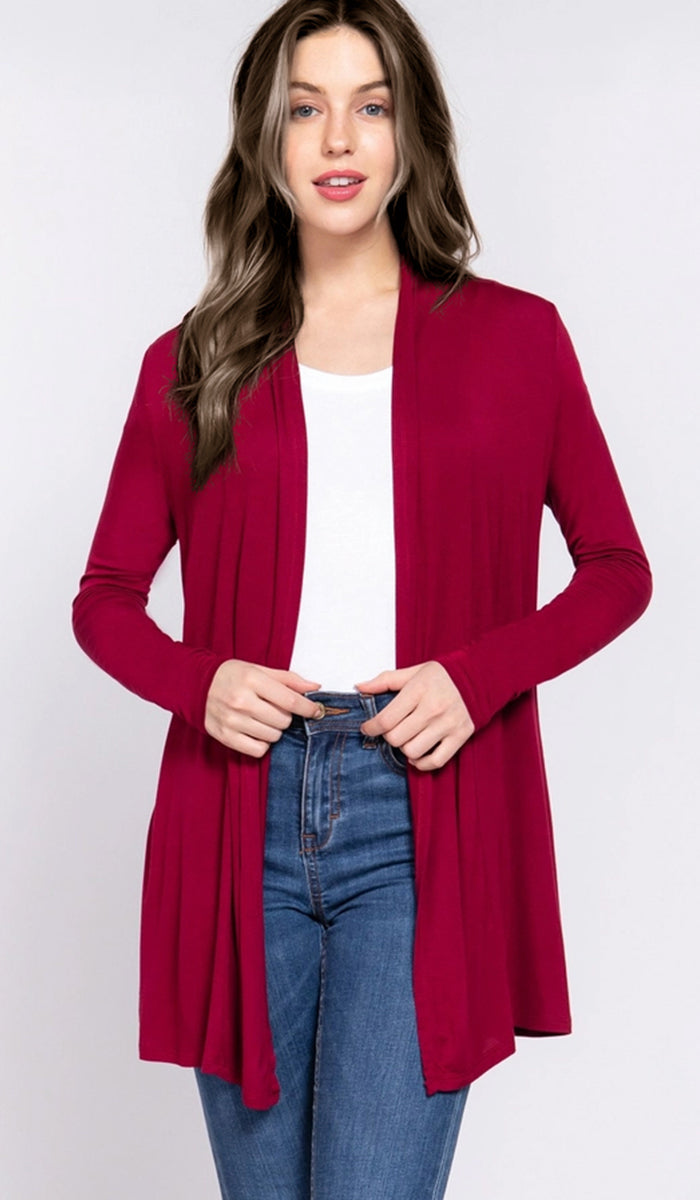Mehro Cardigan long léger ouvert sur le devant - Crème