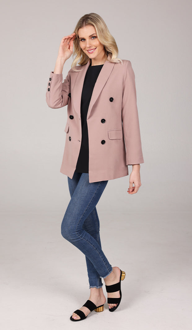 Lyla Long Light Comfy Blazer Jacket - Taupe