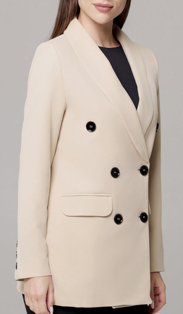 Lyla Long Comfy Blazer Jacket- Vanilla | Modest Islamic Clothing