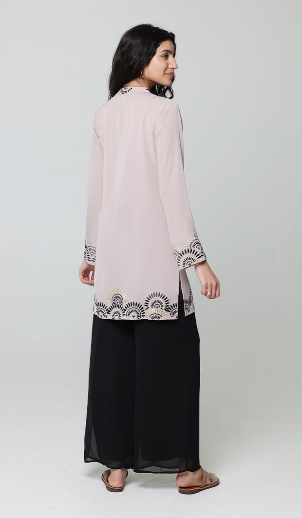 Maha Gold  Embellished Long Modest Tunic - Blush - PREORDER (ships in 2 weeks)