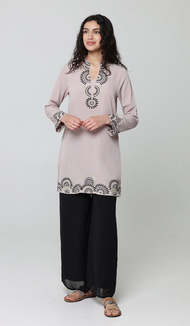 Maha Gold  Embellished Long Modest Tunic - Blush - PREORDER (ships in 2 weeks)