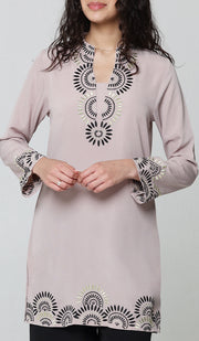 Maha Gold  Embellished Long Modest Tunic - Blush - PREORDER (ships in 2 weeks)