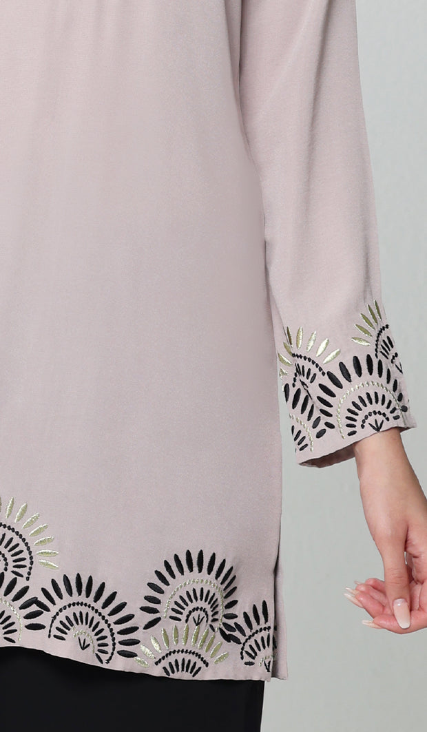 Maha Gold  Embellished Long Modest Tunic - Blush - PREORDER (ships in 2 weeks)