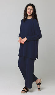 Marvi Loose Stretch Wide Leg Pants - Indigo