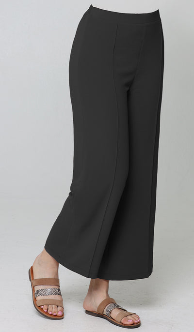 Marvi Loose Stretch Wide Leg Pants - Black