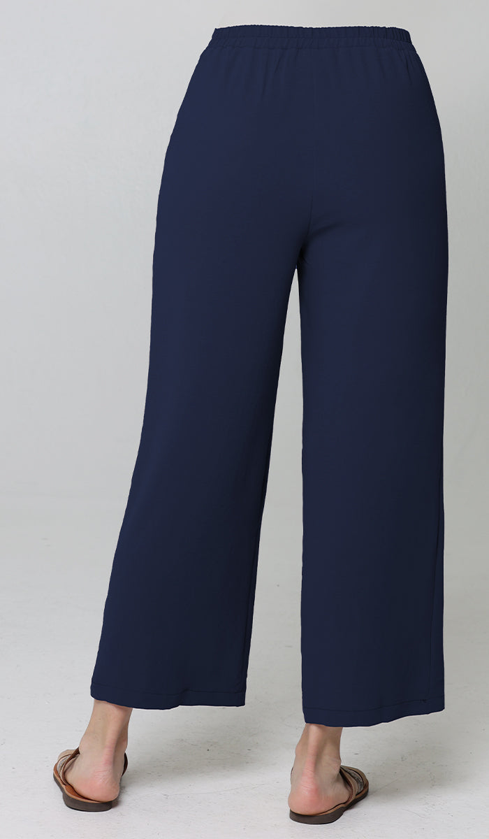 dress pants loose Marvi Loose Stretch Wide Leg Pants - Blue | Modest Pants