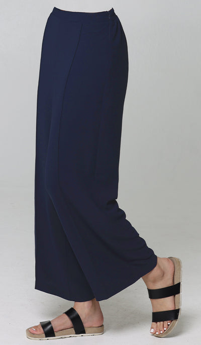 Marvi Loose Stretch Wide Leg Pants - Indigo