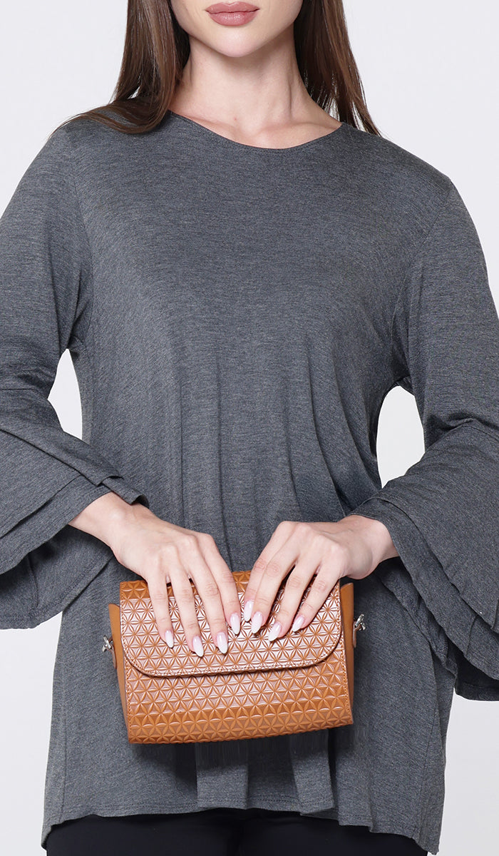 Maysa Soft Stretch Tiered Bell Sleeve Tunic - Charcoal