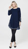 Meena Chiffon Formal Embroidered Long Modest Tunic - Navy Blue - PREORDER (ships in 2 weeks)