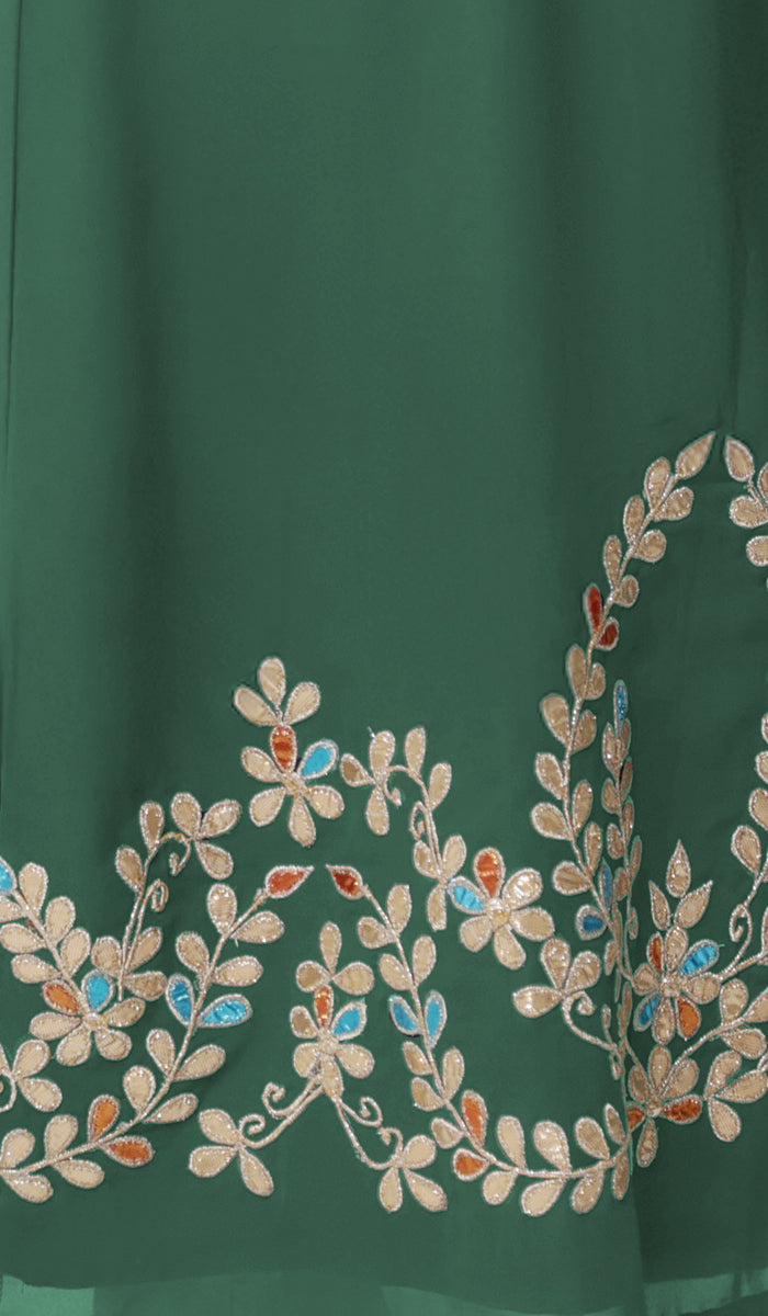 Meraj Gold Embellished Modest Long Maxi Dress - Emerald Green - PREORDER (ships in 2 weeks)