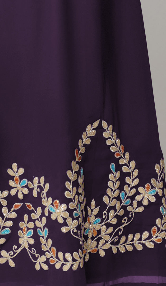 Meraj Purple and Gold Embroidered Formal Modest Long Maxi Dress | Modest Muslim Dresses | Artizara, USA 10 (L)/42 in.(107 cm)Garment Chest Meraj Purple and Gold Embroidered Formal Modest Long Maxi Dress | Modest Muslim Dresses | Artizara, USA 10 (L)/42 in.(107 cm)Garment Chest