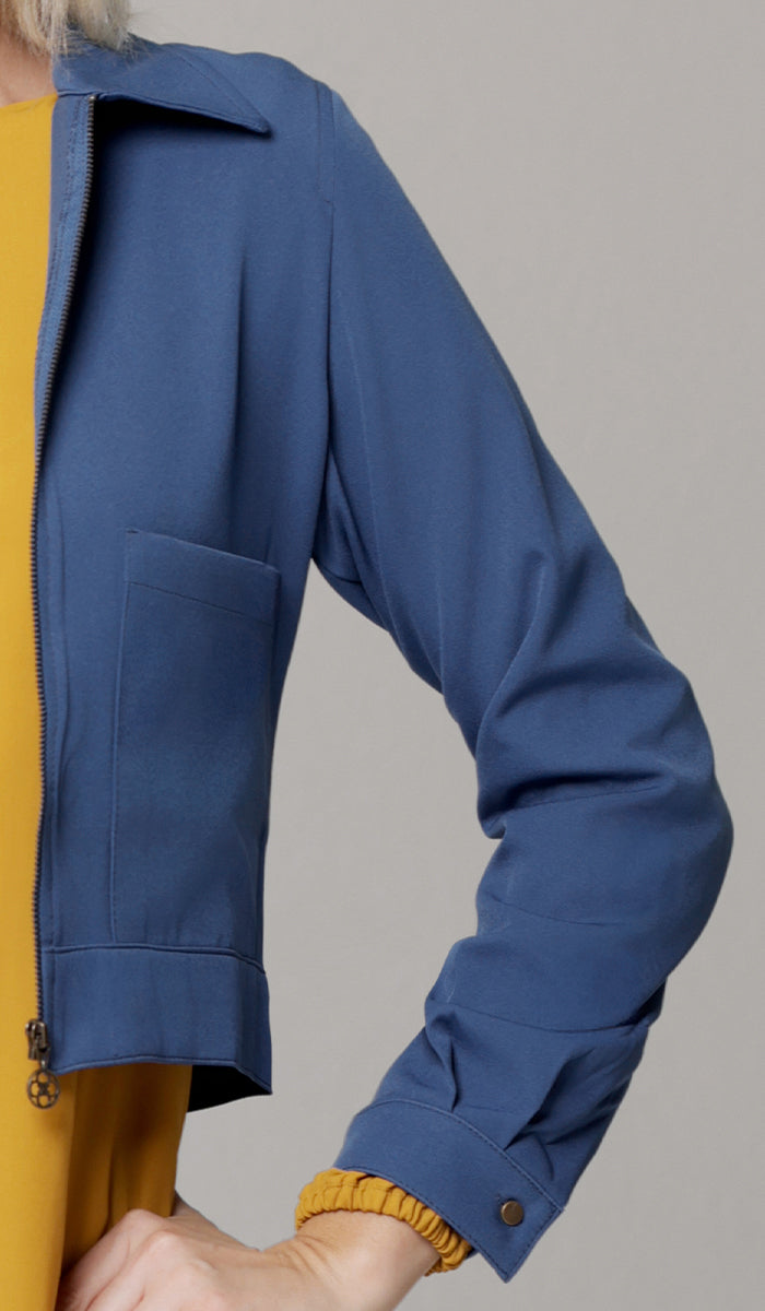 Veste de costume Mia Crop zippée sur le devant - Indigo