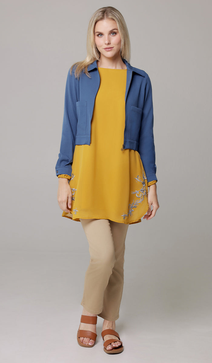 Veste de costume Mia Crop zippée sur le devant - Indigo