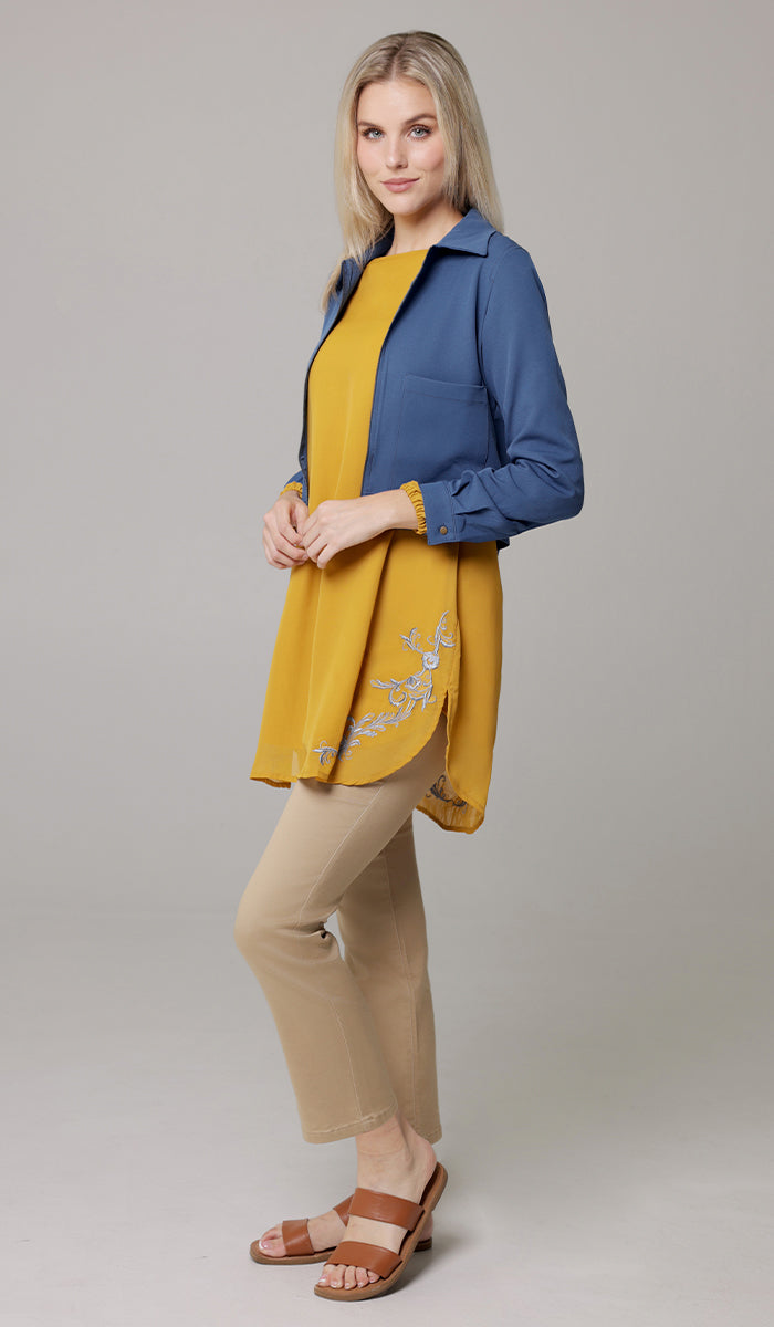 Veste de costume Mia Crop zippée sur le devant - Indigo