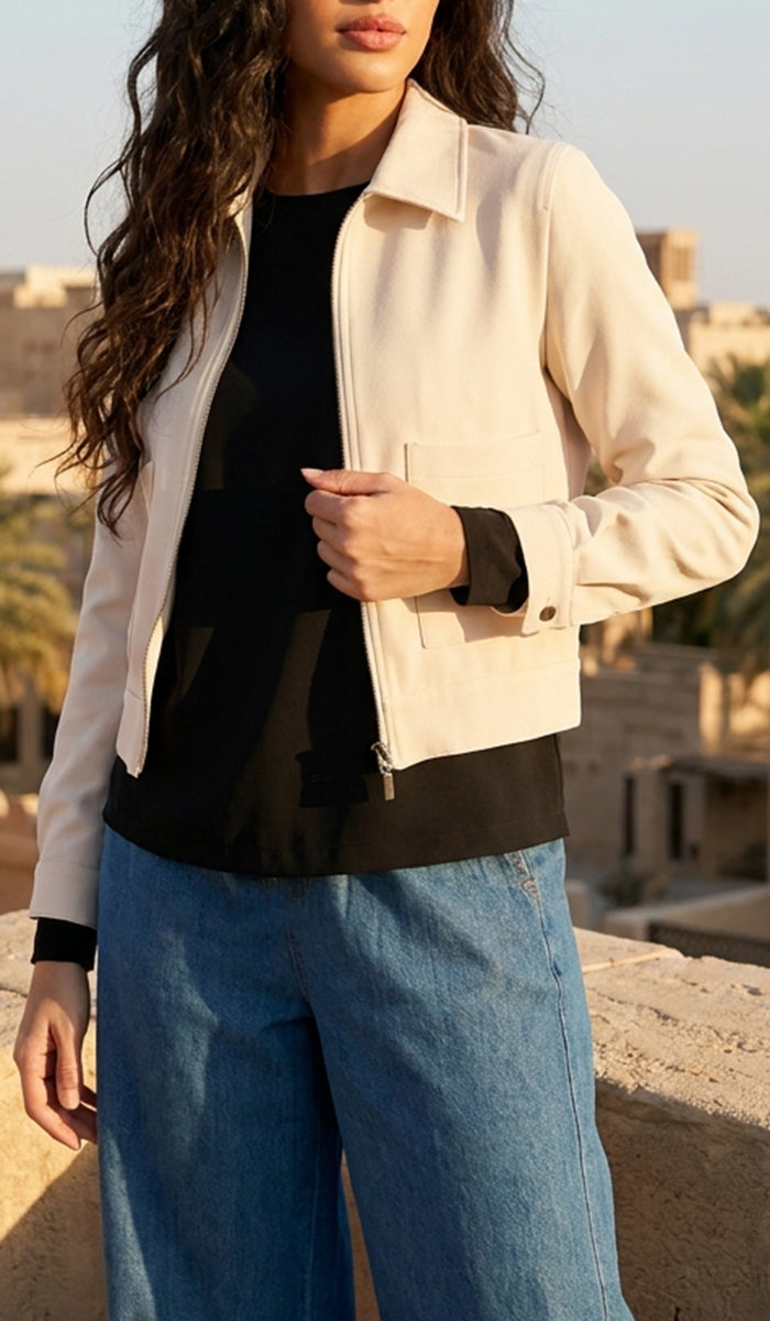 Mia Zipper Front Jacket - Blush - FINAL SALE