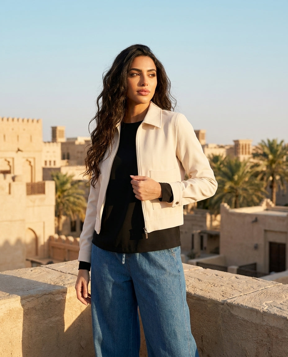 Mia Zipper Front Jacket - Blush - FINAL SALE