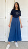 Mia Pleated Long Maxi Skirt - Indigo