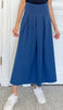 Mia Pleated Long Maxi Skirt - Indigo