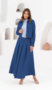 Mia Crop Zipper Front Suit Jacket - Indigo
