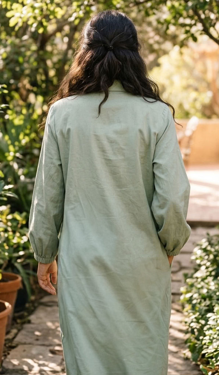 Nurun Longline Buttondown Shirt Jacket - Mint