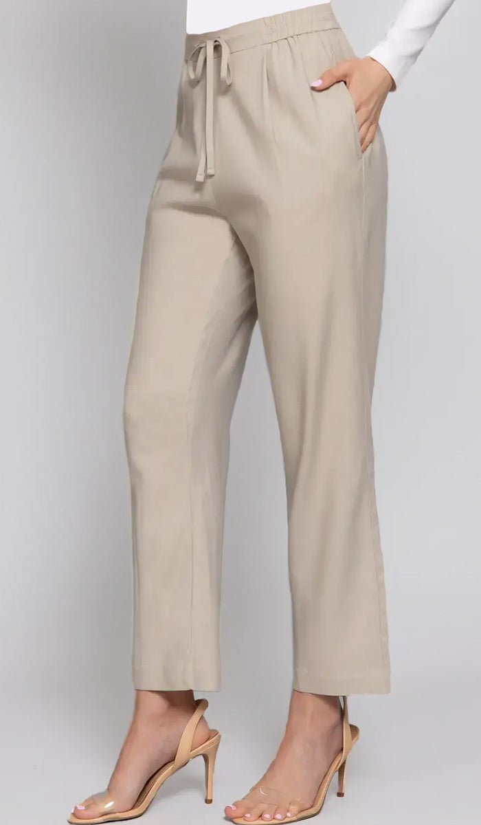 Mira Cotton Twill Blend Everyday Pants - Taupe